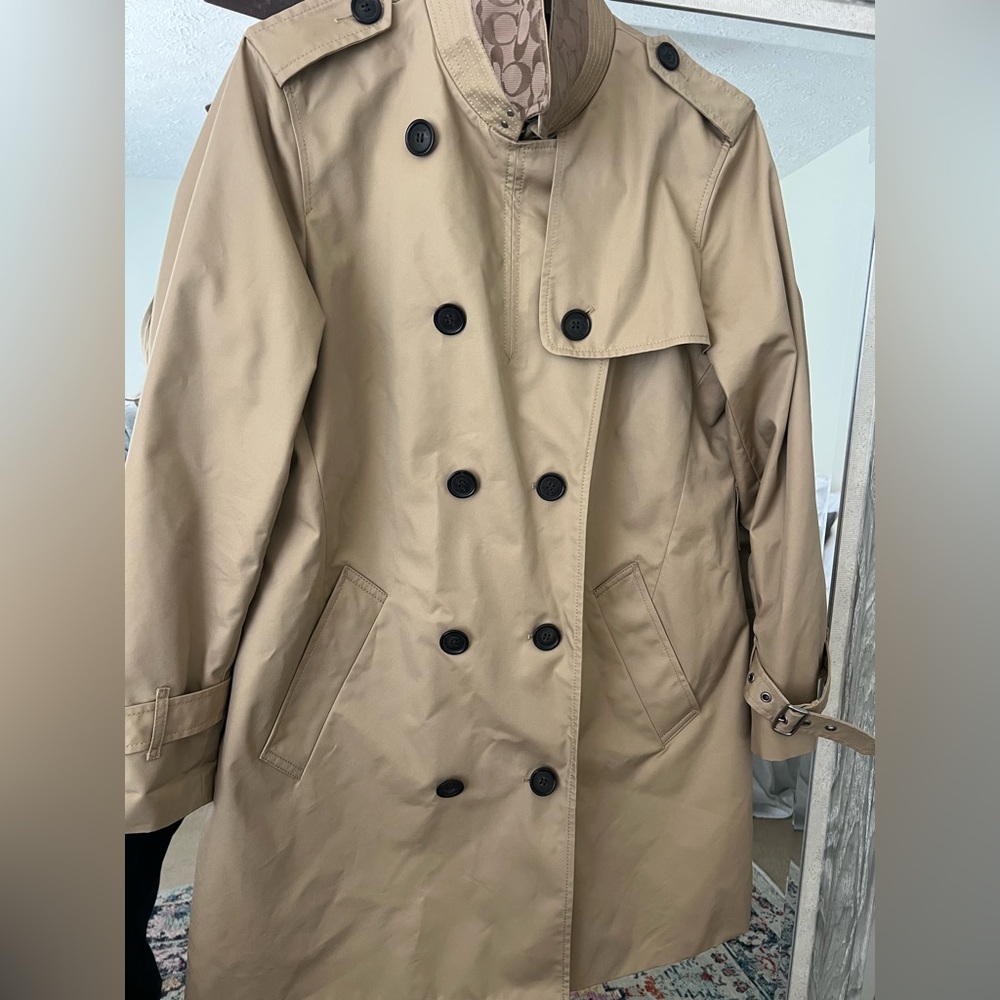 Coach Tan Double-Breasted Trench Coat - Picture 11 of 13